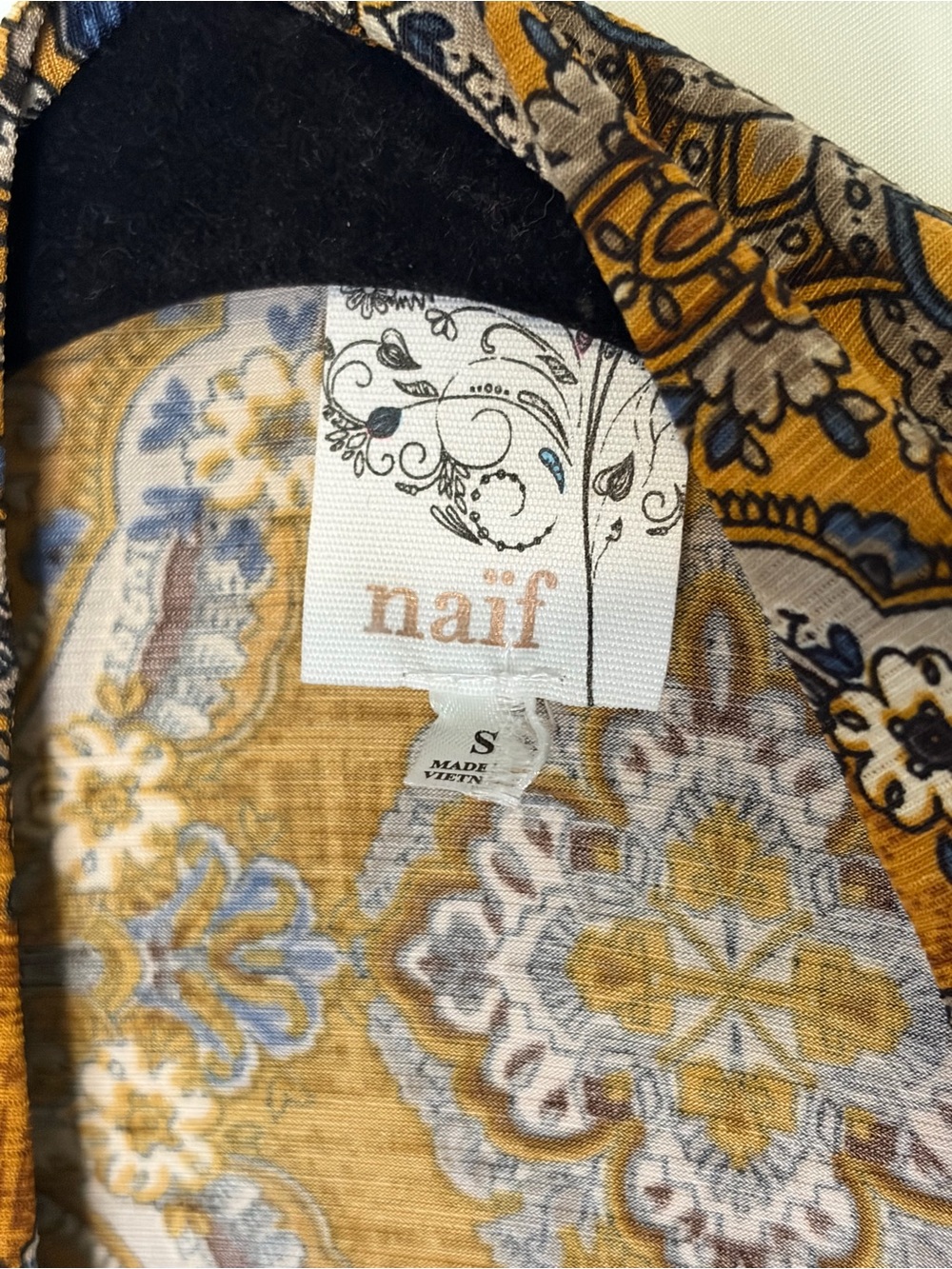 Boho Paisley Open Front top - Navy & Mustard - Picture 5 of 5